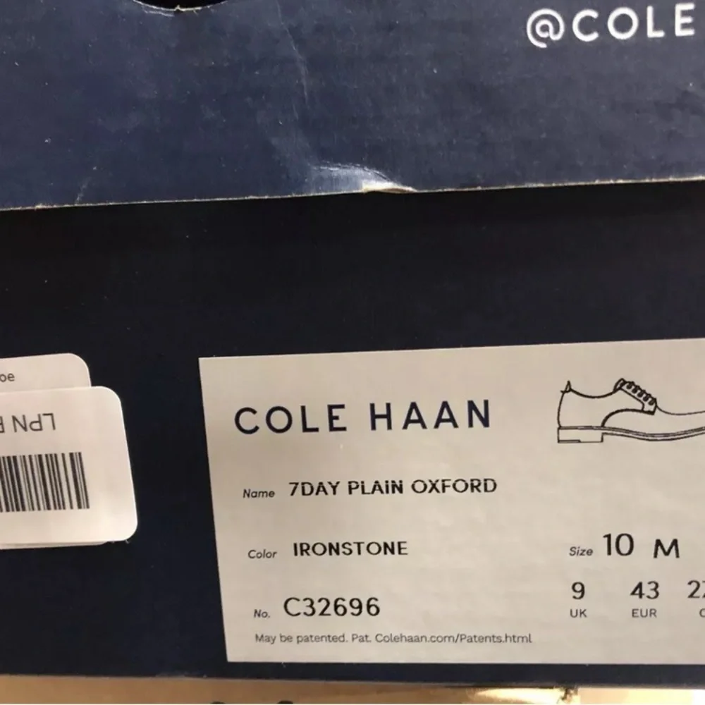 Cole Haan Men's 7-Day Plain Toe Oxford Ironstone, Size 10 M